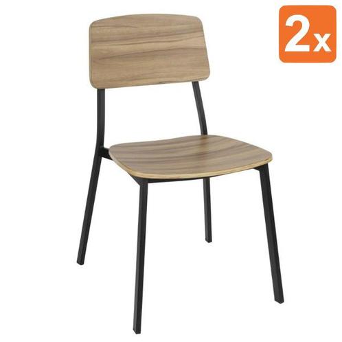 Stoelen | BEAUFORT | Hout/Staal | Walnut | Zwart Frame |, Zakelijke goederen, Horeca | Keukenapparatuur, Nieuw in verpakking, Verzenden