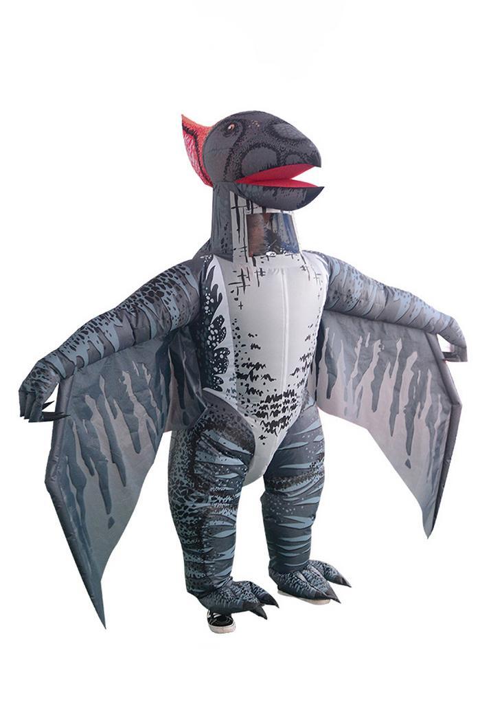 KIMU® Opblaas Kostuum Pterosaurus Grijs Opblaasbaar Pak Dino, Kleding | Heren, Carnavalskleding en Feestkleding, Nieuw, Ophalen of Verzenden