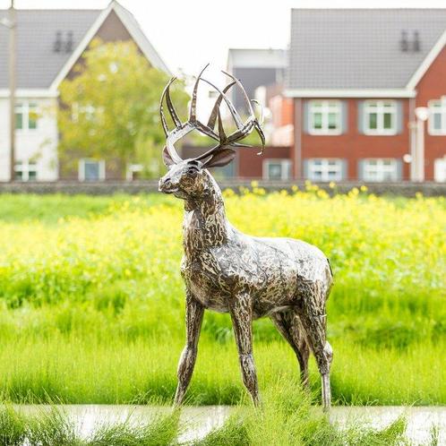 Figuur - Groot metalen hert (hoogte 210cm) - Staal, Antiek en Kunst, Curiosa en Brocante