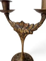 Kaarsenstandaard met oor - Messing - Dubbele kandelaar, Antiek en Kunst