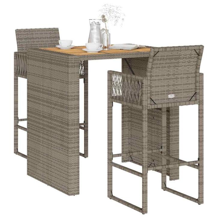 vidaXL 3-delige Tuinbarset zonder kussens poly rattan acacia, Tuin en Terras, Tuinsets en Loungesets, Nieuw, Verzenden