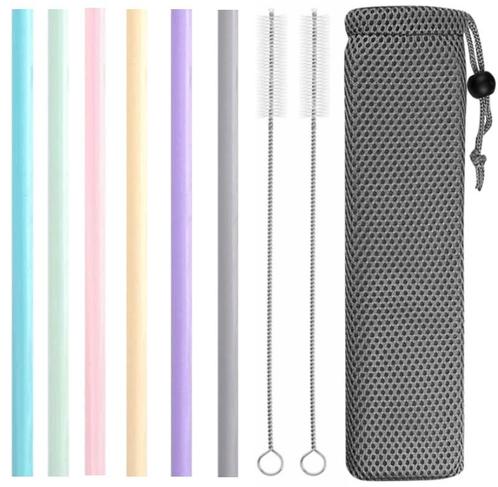 Fako Bijoux® - Siliconen Rietjes Set Pastel - 6 Herbruikbare, Huis en Inrichting, Keuken | Bestek, Verzenden