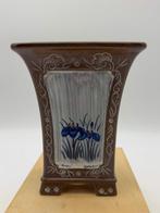 Pot à bonsaï japonais Koyo Tokoname – décor iris bleus