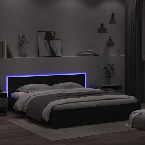 vidaXL Cadre de lit avec tête de lit et LED noir 200x200, Huis en Inrichting, Slaapkamer | Bedden, Verzenden