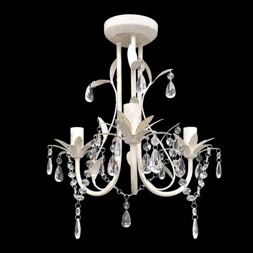 vidaXL Kristallen kroonluchter met wit elegant design (3, Huis en Inrichting, Lampen | Kroonluchters, Nieuw, Verzenden