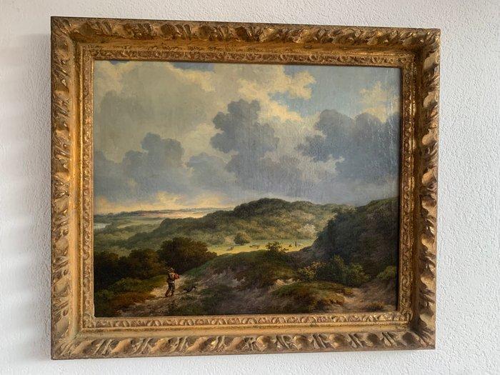 JM Cels (1819-1894) - A huntsman in a wooded hilly landscape, Antiek en Kunst, Kunst | Schilderijen | Klassiek