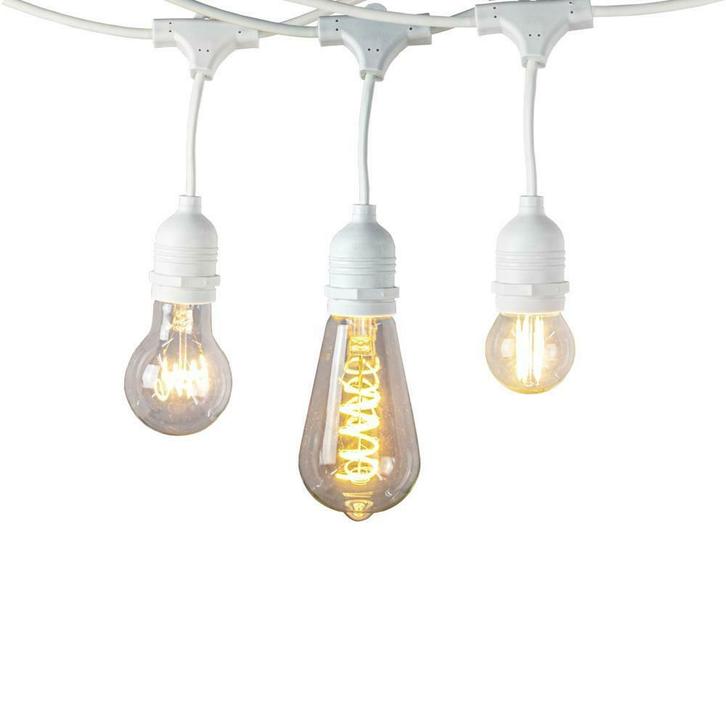 Feestverlichting prikkabel wit 10x E27 Fitting 6 Meter Losse, Tuin en Terras, Buitenverlichting, Nieuw, Overige materialen, Netvoeding