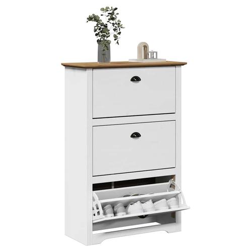 vidaXL Schoenenrek BODO 80x35x118 cm wit en bruin, Huis en Inrichting, Kasten | Schoenenkasten, Nieuw, Verzenden