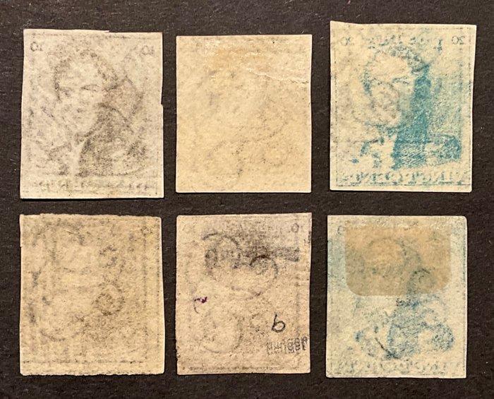 België 1849 - Leopold I - Selectie Epauletten 10c met o.a., Postzegels en Munten, Postzegels | Europa | België