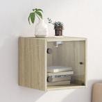 vidaXL Nachtkastje met glazen deur 35x37x35 cm sonoma, Huis en Inrichting, Slaapkamer | Nachtkastjes, Verzenden, Nieuw