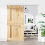 vidaXL Schuifdeur met beslag 100x210 cm massief grenenhout, Doe-het-zelf en Bouw, Deuren en Vliegenramen, Verzenden, Nieuw