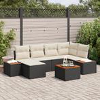vidaXL 7-delige tuinzetel set met kussens zwart poly rattan, Tuin en Terras, Tuinsets en Loungesets, Verzenden, Nieuw