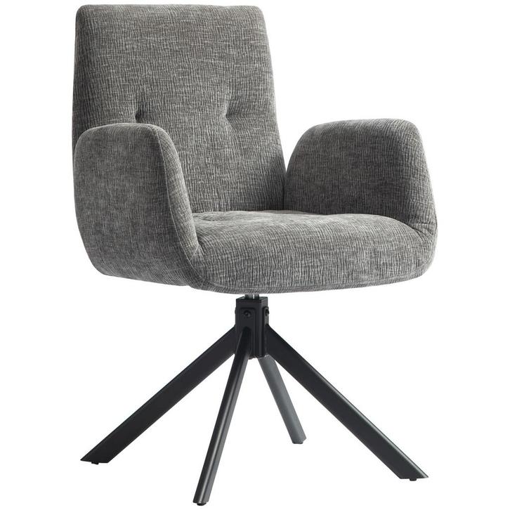 Fauteuil - Moderne draaibare - Armleuning - Donkergrijs, Huis en Inrichting, Fauteuils, Nieuw, Stof, Ophalen of Verzenden