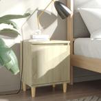 vidaXL Nachtkastje met houten poten 40x30x50 cm sonoma, Huis en Inrichting, Slaapkamer | Nachtkastjes, Verzenden, Nieuw