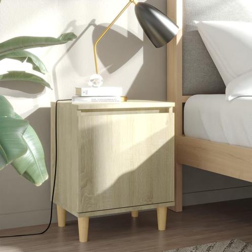 vidaXL Nachtkastje met houten poten 40x30x50 cm sonoma, Huis en Inrichting, Slaapkamer | Nachtkastjes, Nieuw, Verzenden