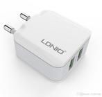Ldnio Dual USB Charger 2.4A-Wit Incl. Lightning Kabel, Ophalen of Verzenden, Nieuw