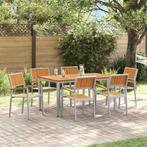 vidaXL Tuin Eettafel Set 7 pcs Grijs Massief Acacia Hout, Tuin en Terras, Tuintafels, Verzenden, Nieuw