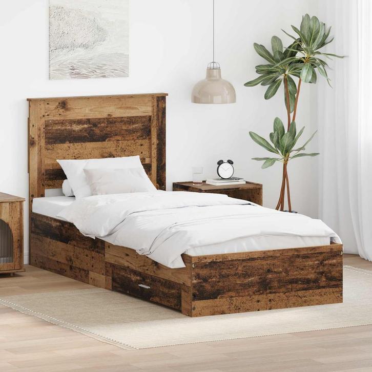 vidaXL Bedframe met lade met hoofdeinde met opslag Bewerkt, Maison & Meubles, Chambre à coucher | Lits, Envoi
