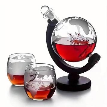 Drinkset (3) - Luxe Wereldbol Whiskey/Cognac Karaf Set op