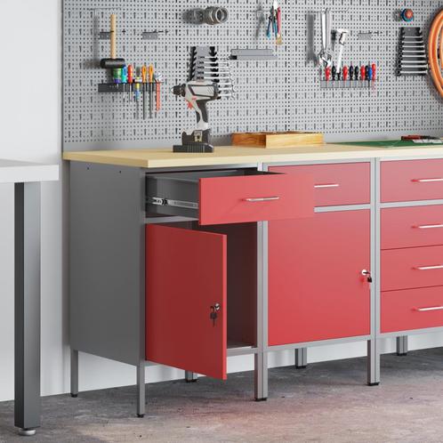vidaXL Werkbank 2 Stuks Rood en Grijs van Engineered Hout en, Doe-het-zelf en Bouw, Werkbanken, Nieuw, Verzenden