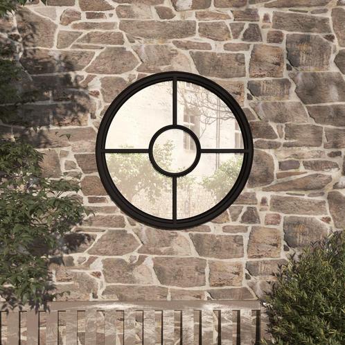 vidaXL Tuinspiegel rond 60x4 cm ijzer zwart, Huis en Inrichting, Woonaccessoires | Spiegels, Nieuw, Verzenden