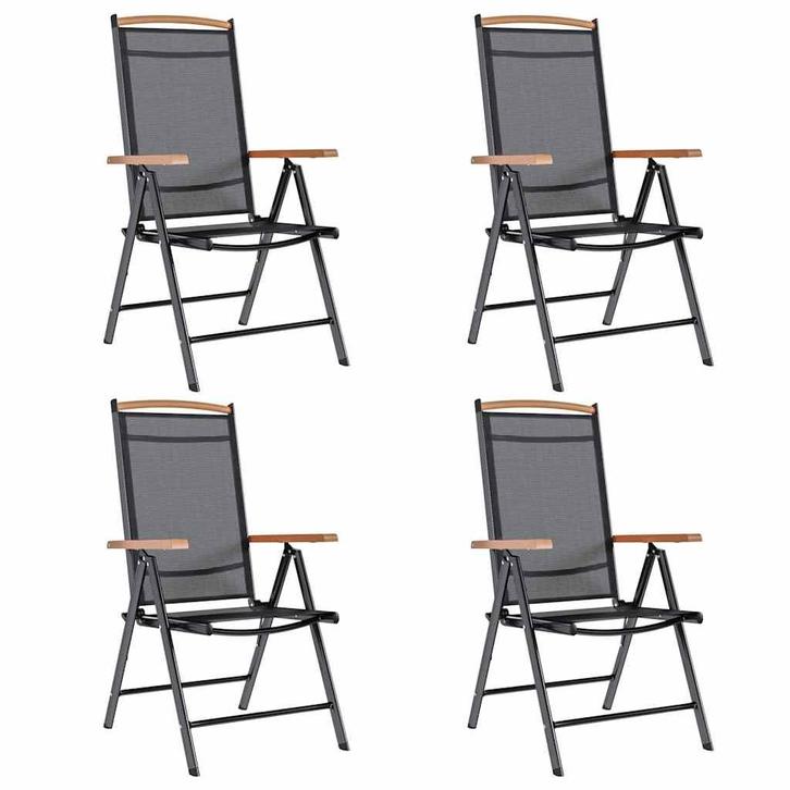 vidaXL Tuinstoelen inklapbaar 4 st aluminium en textileen, Tuin en Terras, Tuinstoelen, Nieuw, Verzenden