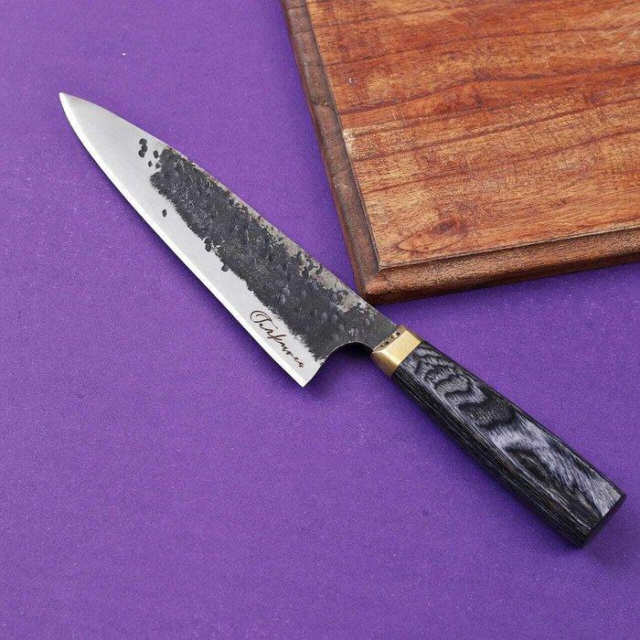 Keukenmes - R613 - hard hout - Italië - Geëtste chef’s Gyuto, Antiquités & Art, Antiquités | Ustensiles de cuisine