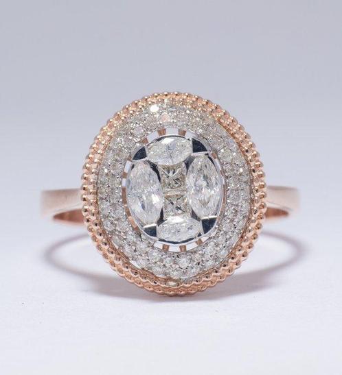 Statement ring - 14 karaat Roségoud -  0.57ct. tw. Diamant, Handtassen en Accessoires, Antieke sieraden