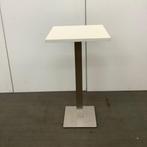 Sta-tafel op metalen poot, Hoogte 113 cm, Wit - RVS, Gebruikt