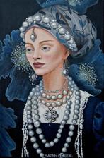 Sarah Creek - Girl with the pearls, Antiek en Kunst