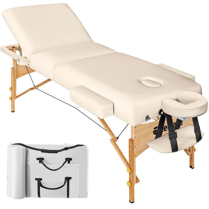 tectake 3 zones massagetafel Somwang 7,5cm matras en houten, Sport en Fitness, Massageproducten, Verzenden