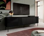 Meubella | TV-Meubel mat zwart 200x38x62 | 4 deuren, Huis en Inrichting, Kasten |Televisiemeubels, Overige materialen, Verzenden