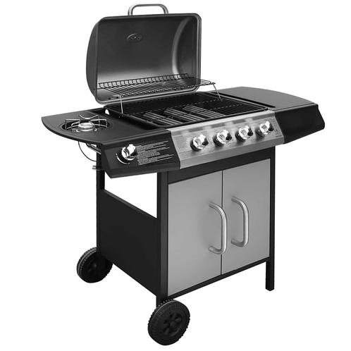 vidaXL Gasbarbecue 4+1 kookzone zwart en zilver, Elektronische apparatuur, Overige elektronische apparatuur, Nieuw, Verzenden