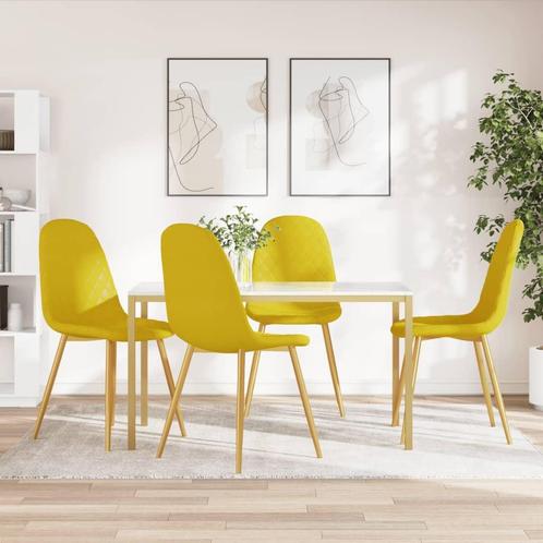 vidaXL Eetkamerstoelen 4 st fluweel mosterdgeel, Huis en Inrichting, Stoelen, Nieuw, Verzenden
