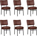 Set van 6 Leren eetkamerstoelen - Echt leer, Modern,, Nieuw, Vijf, Zes of meer stoelen, Leer, Ophalen of Verzenden