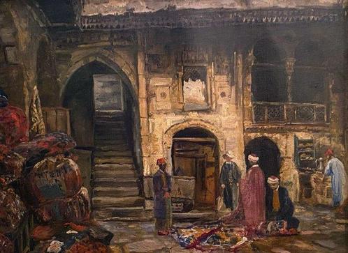 Giuseppe Haimann (1828-1883) - I mercanti di tappeti, Antiek en Kunst, Kunst | Schilderijen | Klassiek