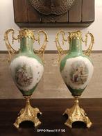 Vase à double anse (2) - Porcelaine, Bronze, Antiek en Kunst