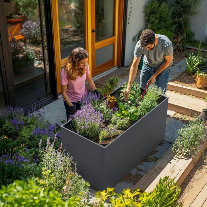 Plantenbak staal 150 x 75 x 77 cm, Tuin en Terras, Bloembakken en Plantenbakken, Verzenden