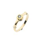 Bicolor gouden ring met diamant; 0,05 ct., Handtassen en Accessoires, Ringen, Gebruikt, Overige kleuren, Ophalen of Verzenden