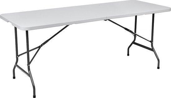 2dekans | BRASQ Inklapbare Vouwtafel Wit - 180x70x74cm-, Tuin en Terras, Tuintafels, Ophalen of Verzenden