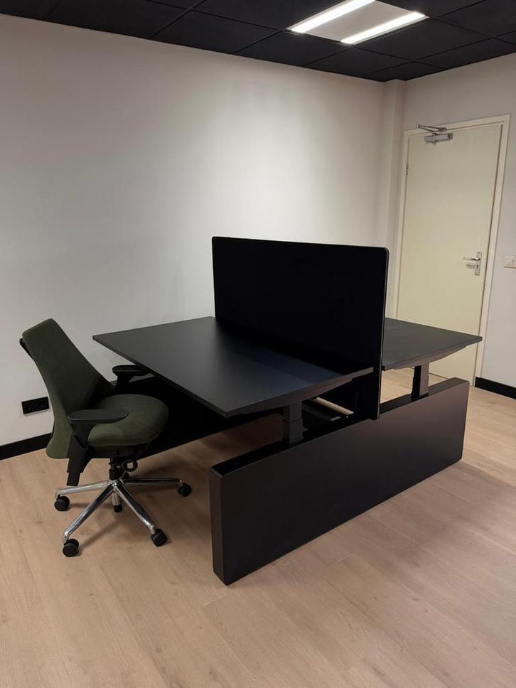 Zwarte Duo Zit Sta Bureau - Duo Bureau Met Wang - Nieuw, Huis en Inrichting, Bureaus, Stabureau, Nieuw, Elektrisch, In hoogte verstelbaar