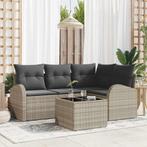 vidaXL Tuinbank Set met kussen 5 pcs Lichtgrijs Poly rattan, Verzenden, Nieuw