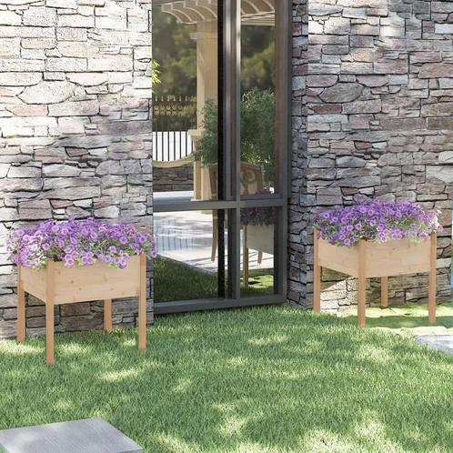 vidaXL Plantenbakken 2 st 70x70x70 cm massief grenenhout, Tuin en Terras, Bloempotten, Nieuw, Verzenden