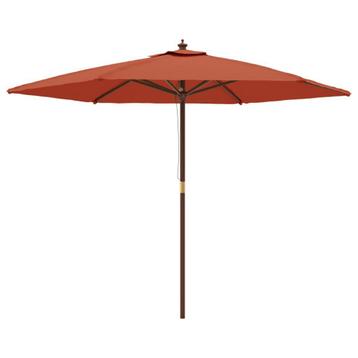 Terracotta Parasol met Houten Paal | Tweede Kansje | OP=OP! beschikbaar voor biedingen