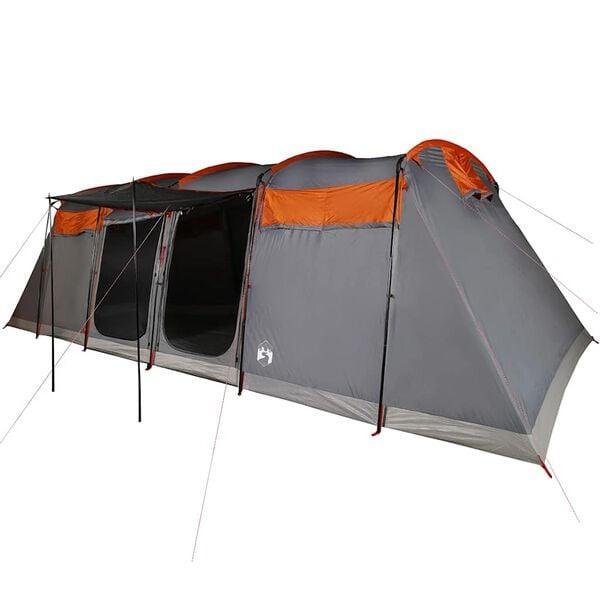 Tunneltent 8 Persoons | OP = OP | Grijs/Oranje, Caravans en Kamperen, Tenten, meer dan 6, Nieuw, Verzenden