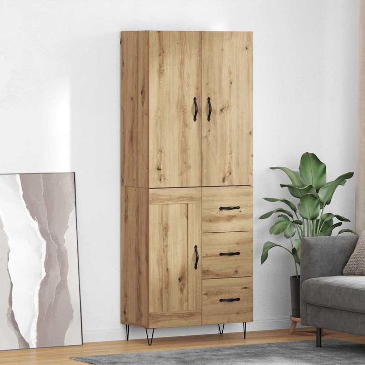 vidaXL Highboard met lade 2 pcs Artisan Eiken Geëngineerd, Huis en Inrichting, Kasten | Dressoirs, Nieuw, Verzenden
