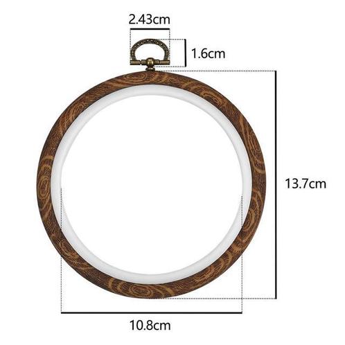 Brocante houten ring rond borduurring met stelschroef 14cm, Huis en Inrichting, Woonaccessoires | Kunstplanten en Kunstbloemen