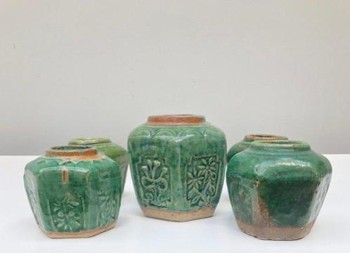 Gemberpot (5) - Zeshoekig - Steengoed, Antiek en Kunst, Antiek | Overige Antiek