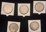 België. Leopold II. 5 Francs Lot van 5 stuks (Zonder