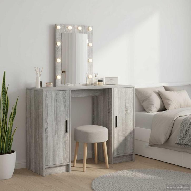 vidaXL Kaptafel met opslag Grijs 102 x 33 x 135 cm Bewerkt, Maison & Meubles, Tables | Coiffeuses, Envoi